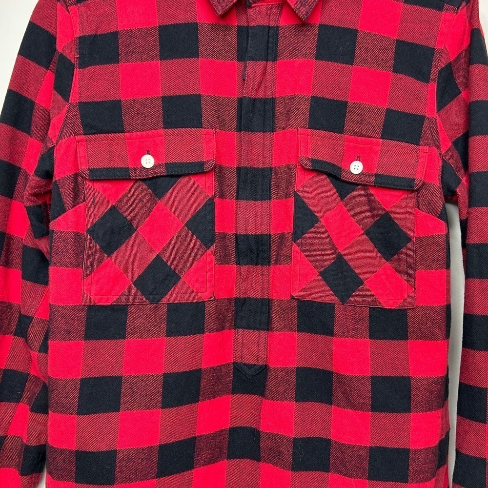 J. Crew Factory Red and Black Buffalo Plaid Shirt Size XXS Zip Front - Picture 3 of 9